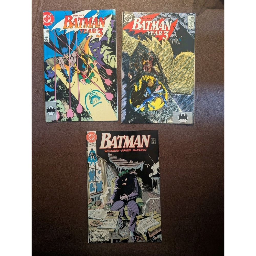 Batman #450 Joker Cover + Year 3 #438–439 (Parts‎ 3–4) DC Comics Lot